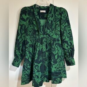 KARIN RYTTER for PILCRO Anthropologie print CORDUROY MINI green SMALL 🐦‍⬛